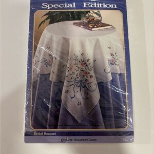 Brand New White and Blue Tablecloth